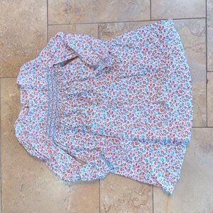 Mini Boden girl"s smocked dress. Pink floral. Size 8-9Y